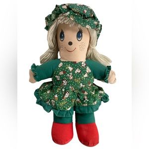 Fiesta Concession Corp Girl Plush Doll 12" Red Green Christmas Vintage Tags 1989